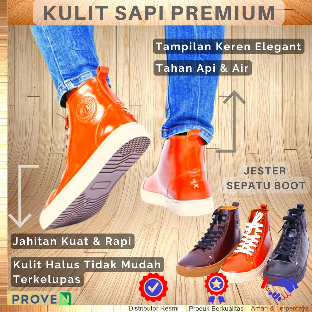 Sepatu Boots Kulit Pria Original Sepatu Boots Pria Kulit Sapi Asli SP02 Shoes Casual Bahan Kulit Sapi Asli Premium Desain Simple Dan Keren Garansi Original