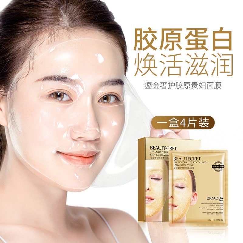 ✨ AKU MURAH ✨ BIOAQUA 24K Golden Luxury Collagen Lady Facial Mask 28g ORIGINAL