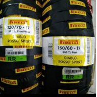 ban motor sport sepasang PIRELLI DIABLO ROSSO SPORT UK 120/70-17 & 150/60-17 tubeles medium compound