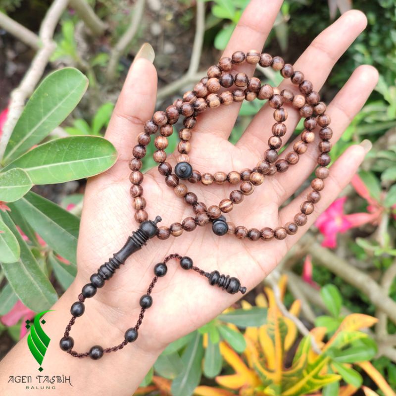 Tasbih Galih Kelampis Hitam Size 6mm &amp; 8mm_Tasbih Muslim 99 Butir COD