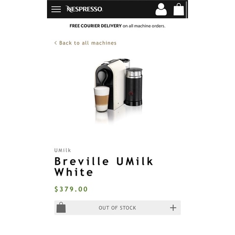 

Nespresso Breville Umilk White