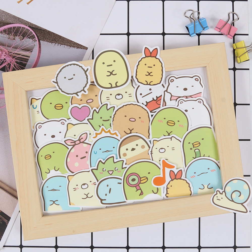 40 buah sudut biologis stiker lucu ekspresi Jurnal bahan Anak cangkir kartun graffiti alat tulis sti