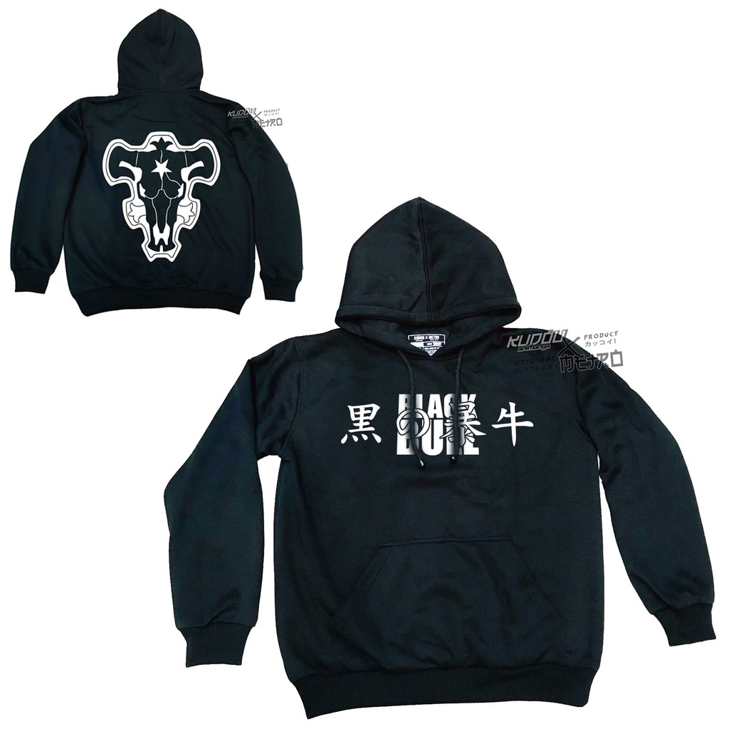 Hoodie Blackbull Black Clover Kanji Hitam Fleece