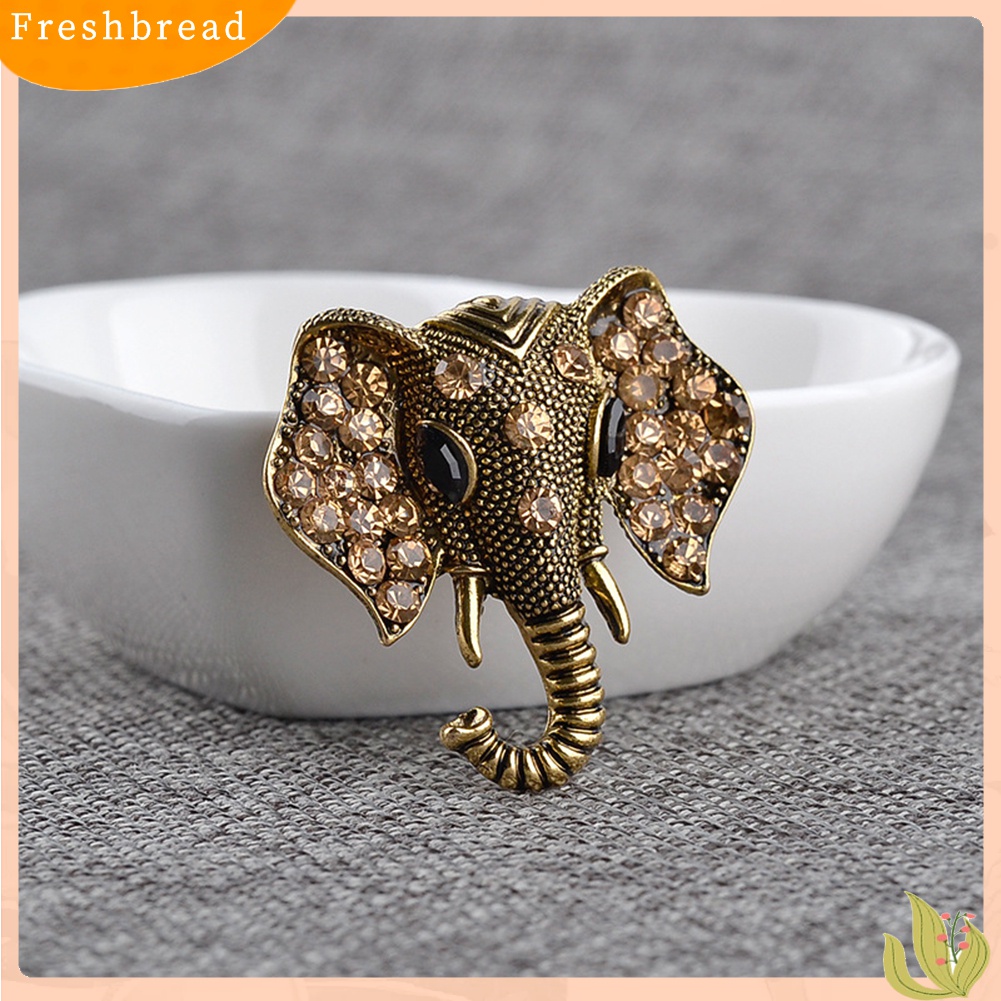 Terlaris Shining Rhinestones Elephant Head Brooch Pin Garment Hat Collar Decor Badge