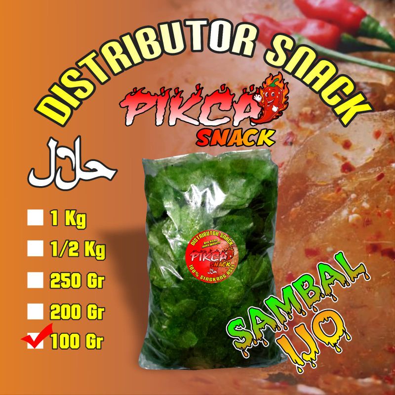 

keripik kaca 100gram/kripik kaca/pikca kilon/keripik kiloan/keripik kaca sambal ijo/keripik seblak