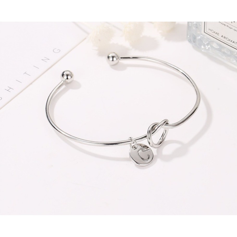 UNIK - G525 (A - M) Gelang Huruf Abjad / Gelang Bangle Fashion Wanita / Gelang 26 Alphabet-5