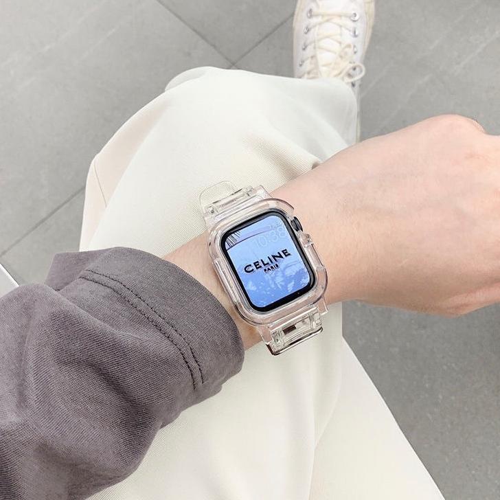Harga Termurah Tali✅Glacier Strap Watch Transparent Strap For Apple Watch T55 T500 HW12 HW16 HW22 Se