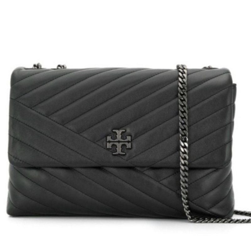 Tory Burch Kira Chevron Convertible Bag Black Matte