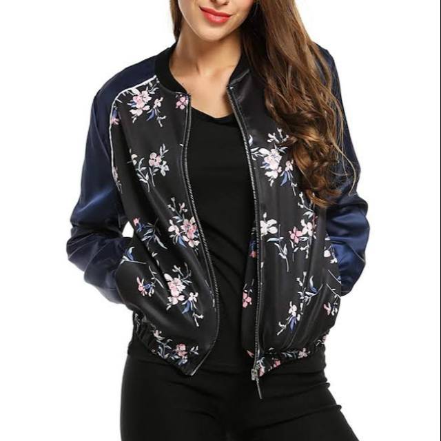 The executive floral print Bomber jacket jaket preloved