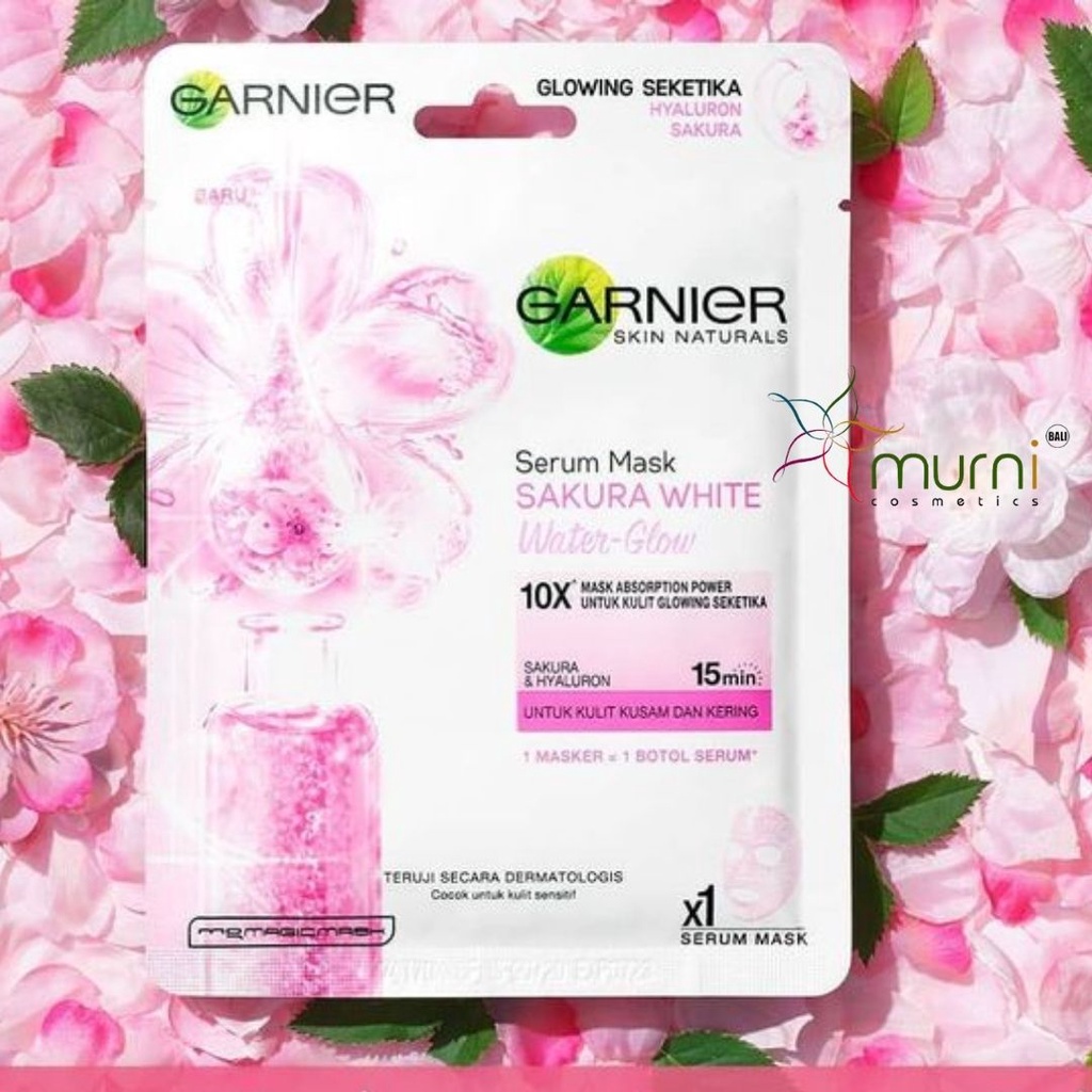 Garnier Serum Mask Sakura White Waterglow Skin Care (Masker Wajah Untuk Kulit Glowing Seketika)