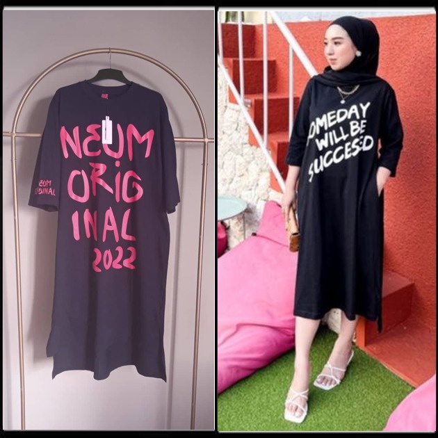 [[ COD ]] baju-atasan-wanita-model-long-tunik-bahan-kaos-combet20s-model-2022/long- tunik kekinian/l