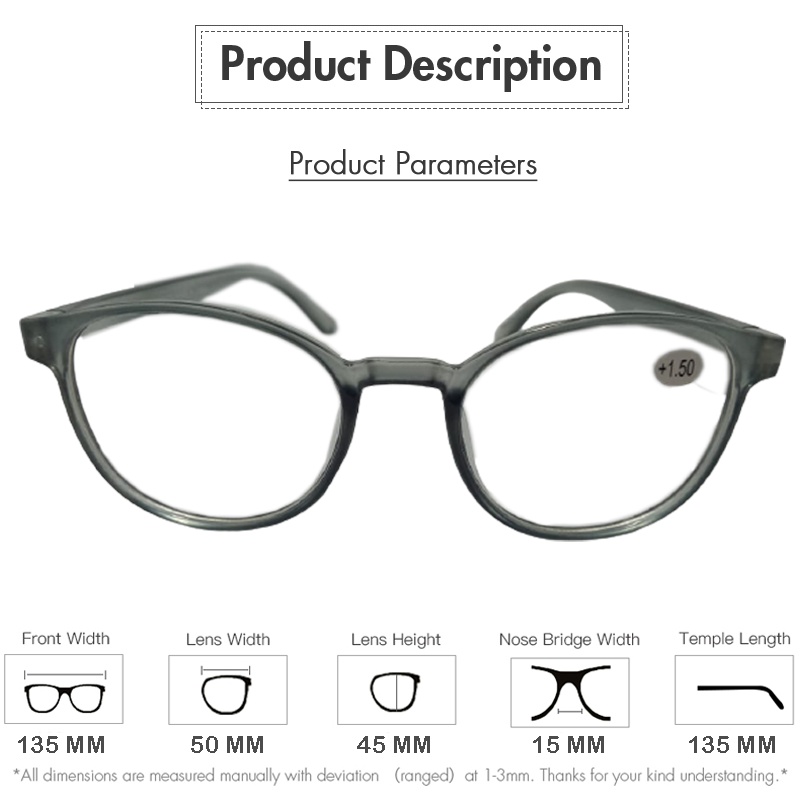 TERBARU !!! Kacamata Baca Plus (+) 2 Fungsi uk +1.00 s/d +3.00 untuk Pria Wanita UNISEX Kacamata Oval Wanita Korea Style Kacamata Plus Kacamata Rabun Dekat Reading Glasses Kacamata Frame Oval Abu