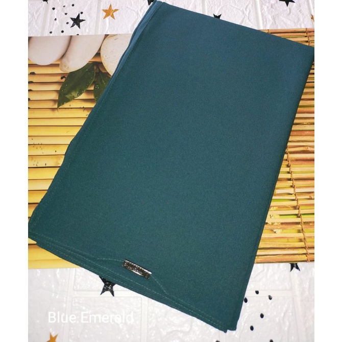 [175X75 CM] Jilbab Pashmina Polos Crepe Diamond Italiano Umama-Crepe Emerald Blue