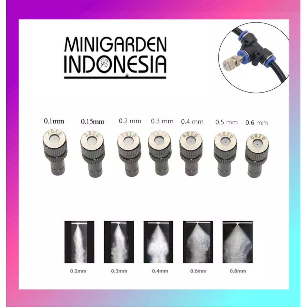 MIST NOZZLE SLIP LOCK 0.3MM 0.4MM 0.5MM 0.6MM anti drip head misting kabut alat siram irigasi taman