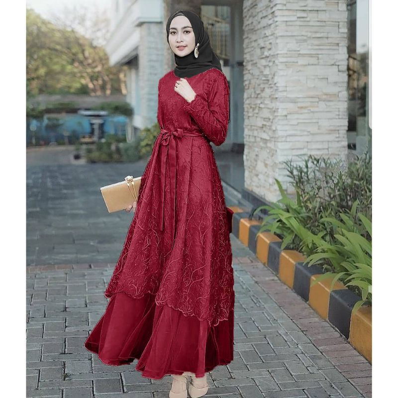 GAMIS PESTA MEWAH SABRINA FULL BURKAT / GAUN MUSLIMAH PESTA