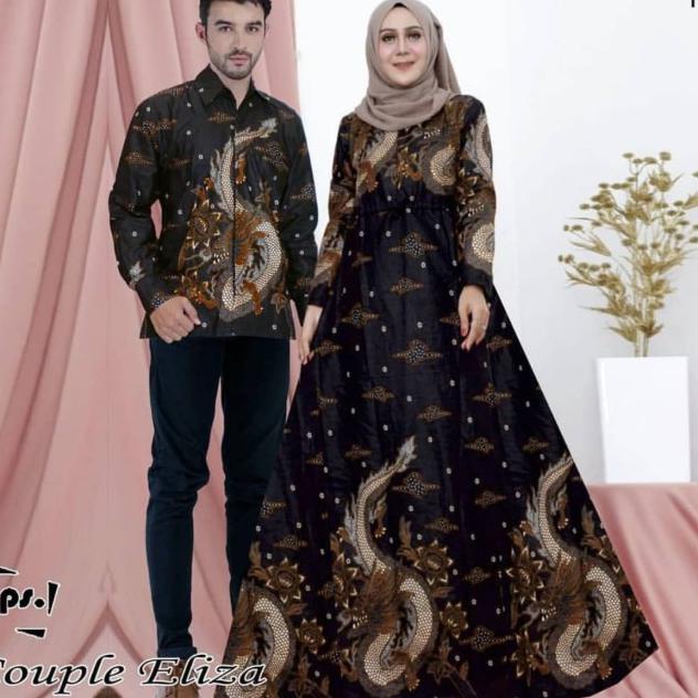 Baju sarimbit batik couple gamis jumbo dan kemeja ld 120 motif naga