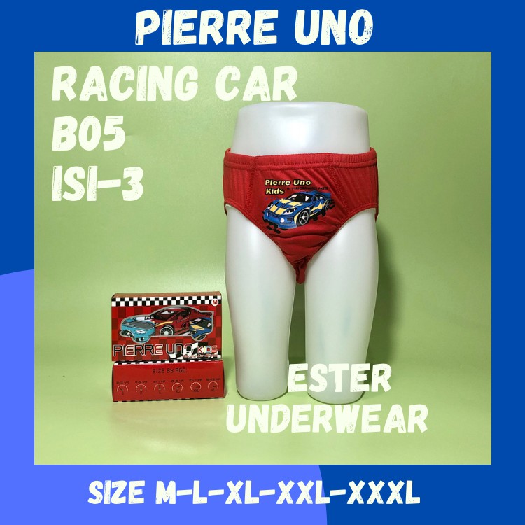 Celana Dalam anak laki-laki Pierre Uno B05 Racing car 1 Box Isi-3 pcs