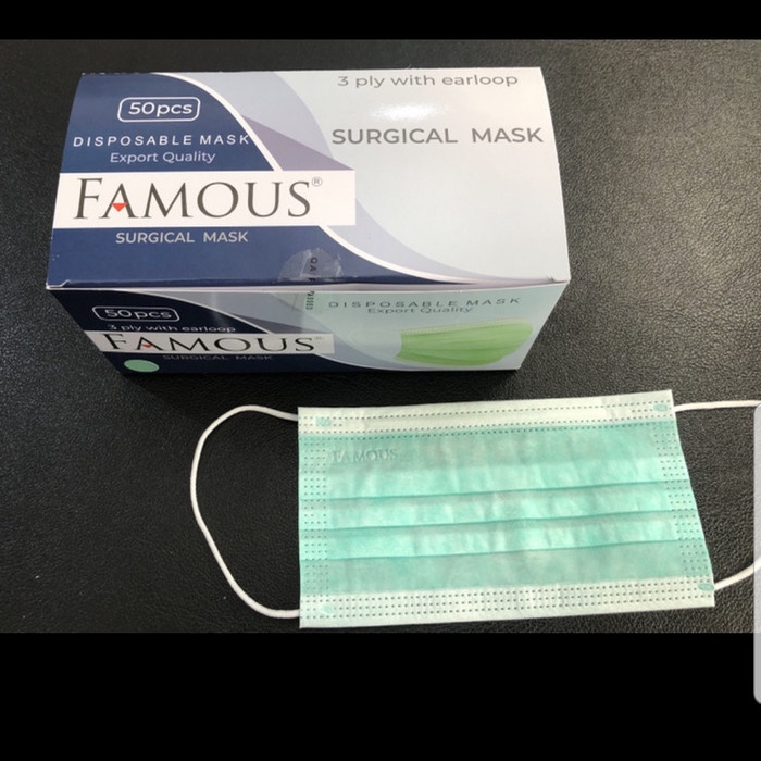 MASKER MEDIS FAMOUS SURGICAL MASK 1 BOX ISI 50 PCS
