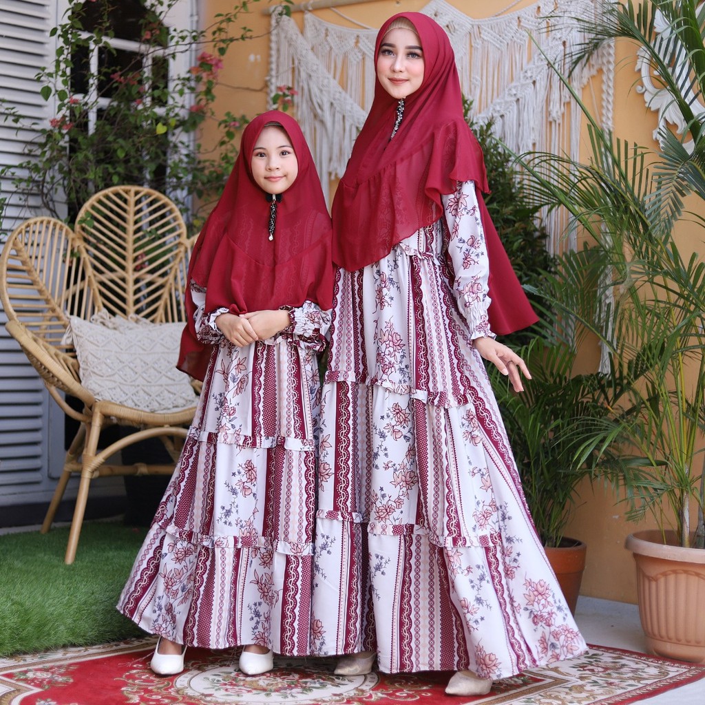 HOPYLOVY - Setelan Couple Ibu dan Anak Perempuan Fashion Muslim Adinda