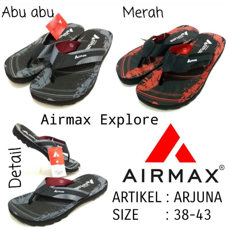 TERBARU SANDAL DEWASA AIRMAX ARJUNA SIZE 38-43 WARNA MERAH DAN ABU ABU HARGA TERMURAH