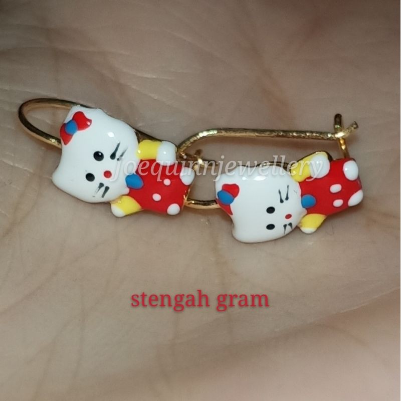 Anting Hello kitty anak emas muda red