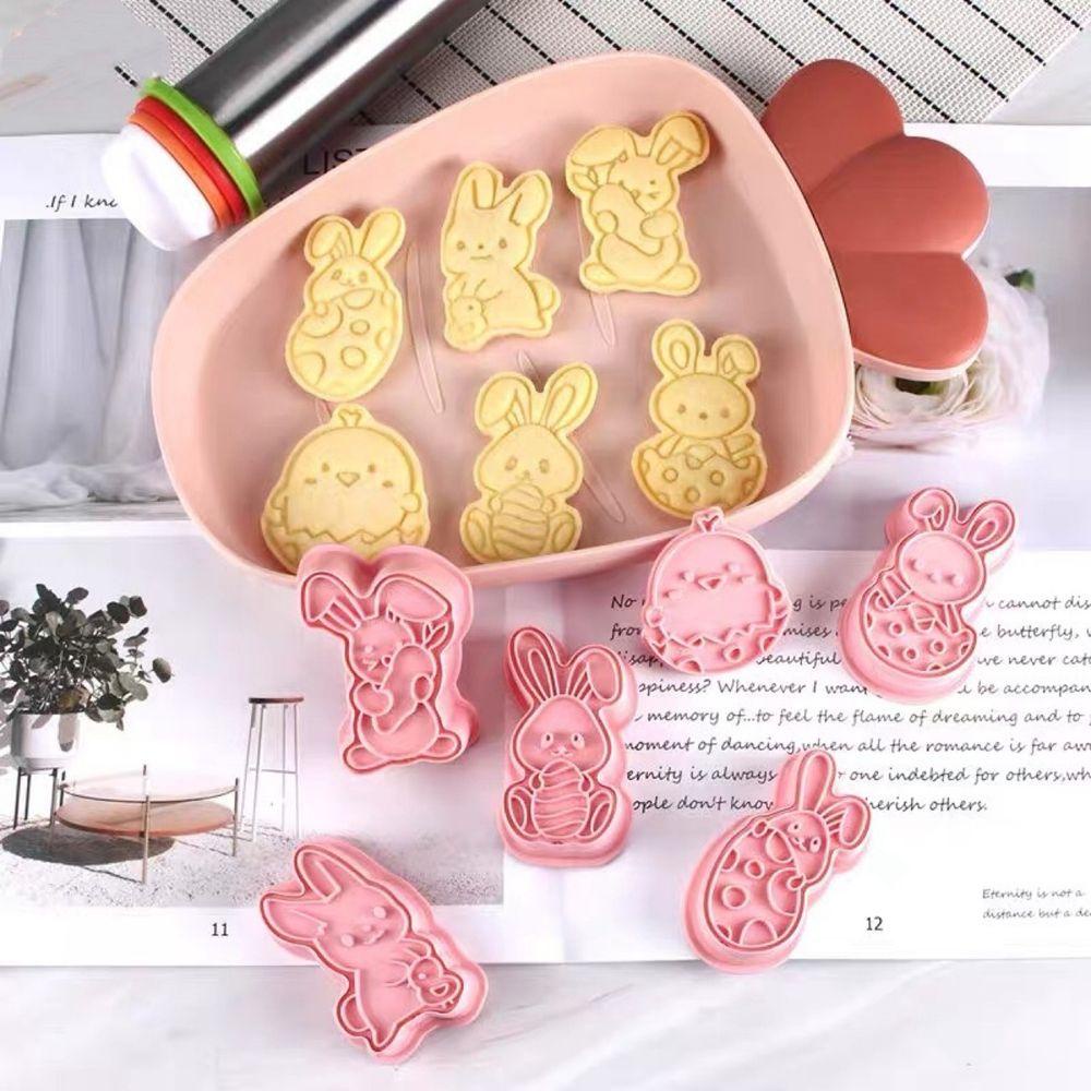 [Elegan] Cetakan Kue Kering Paskah Kartun Dapat Ditekan Dekorasi Pesta Alat Pastry Dapur Cetakan Kue