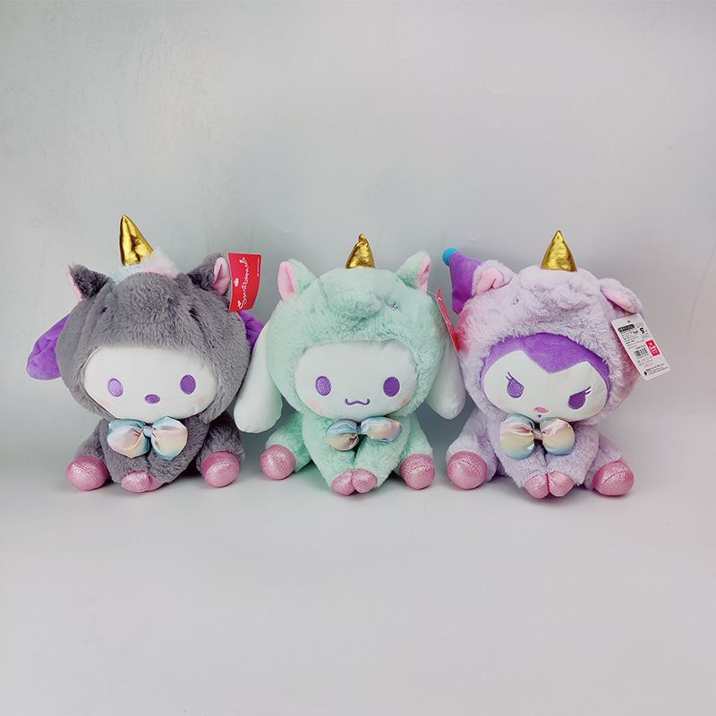 MAINAN BONEKA MELODY HELLO KITTY CINNAMOROLL POCHACCO DOG POMPOMPURIN KUROMI UNICORN PLUSH IMPOR