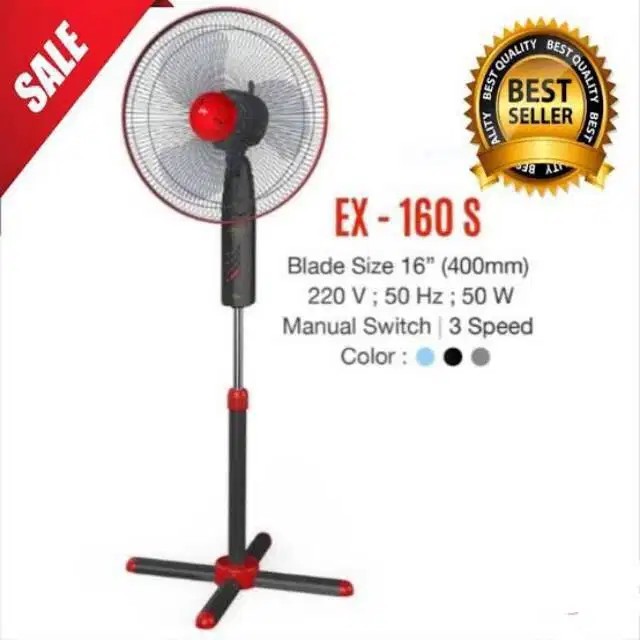 MASPION STAND FAN 16 EX 160 S KAKI SILANG KIPAS ANGIN BERDIRI  3 KECEPATAN