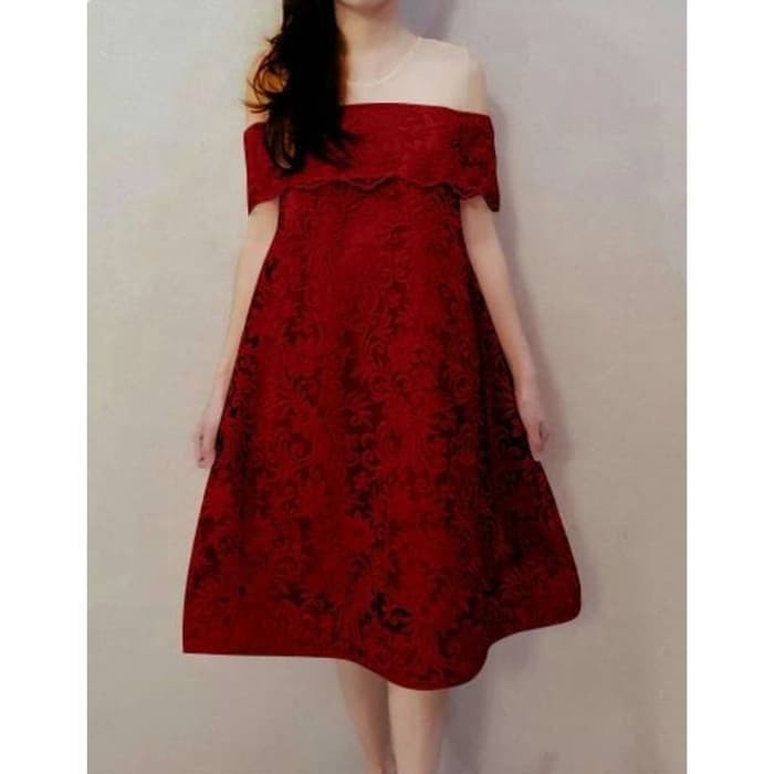 MINI DRESS BROKAT MAROON  Terusan