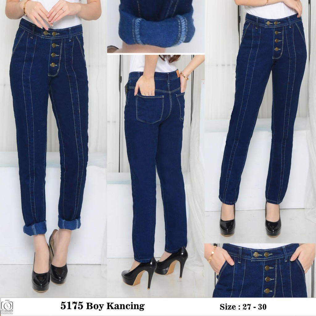 Celana Boyfriend Wanita Kancing 5/Boyfriend Pants/Celana Jeans Wanita Celana Kancing 5/Celana Kulot