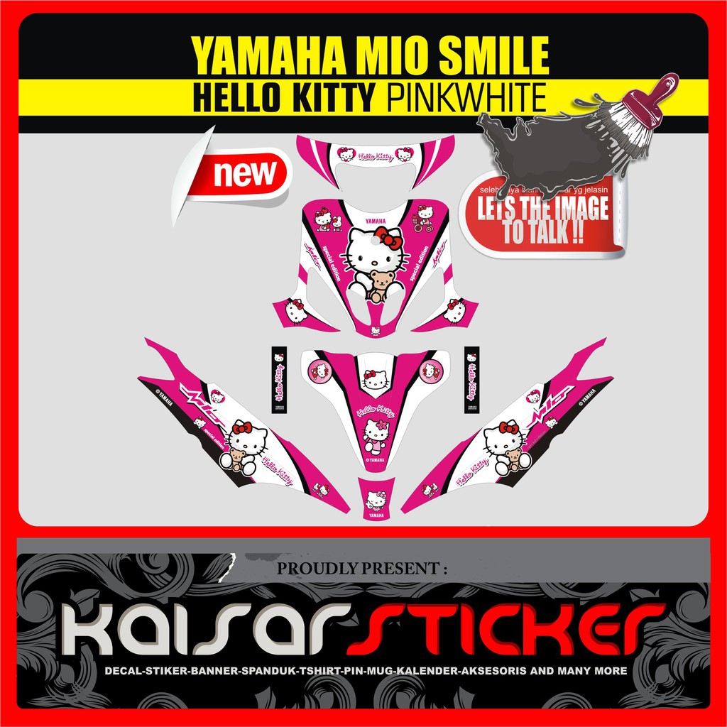 Decal Sticker Motor full body Stiker Yamaha Mio Smile - Sporty hello kity pink magenta