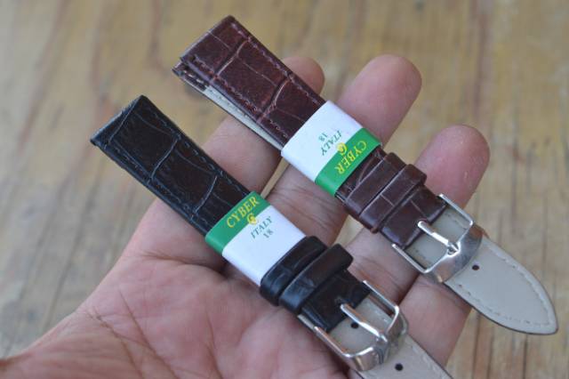 Strap jam tangan cyber hitam coklat 18 mm
