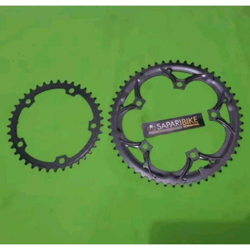 Chainring double BCD 130 mm chain ring 53t 39t bahan steel 130mm 53 39 T bisa sepeda untuk road bike balap road bike minion commuter hybrid