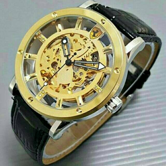 JAM TANGAN PRIA/COWOK FERRARI AUTOMATIC KULIT KW SUPER TERBARU ANTI  AIR ELEGANT HARGA BERSAHABAT..