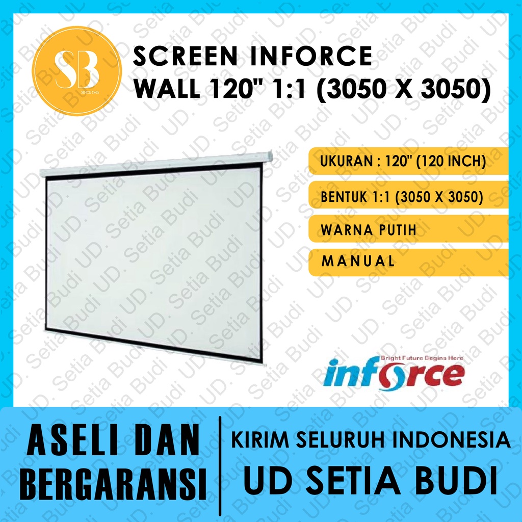 Screen projector wall Inforce 120&quot; / layar proyektor manual 120&quot; 1:1