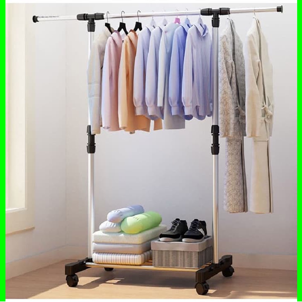 Gantungan Baju Single Pole Stainless Rak Baju Gantung Stand Hanger Rak Gawang Single - Random