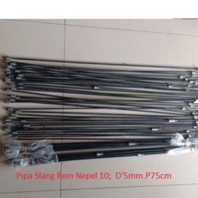 Pipa selang Minyak Rem Besi Nepel 10. Diameter 5mm Panjang 75cm Universal cocok untuk berbagai kenderaan