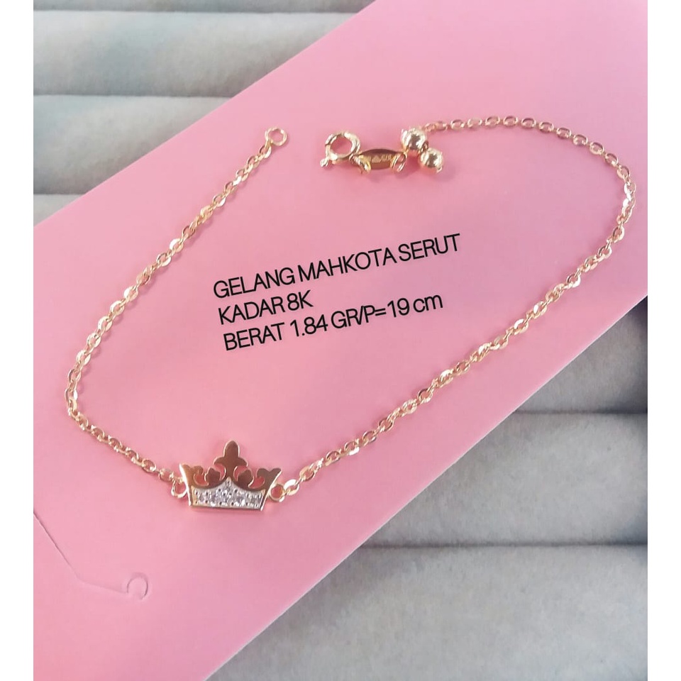 Gelang emas asli millie molly serut ubs gold kadar 375/8karat mahkota ringan