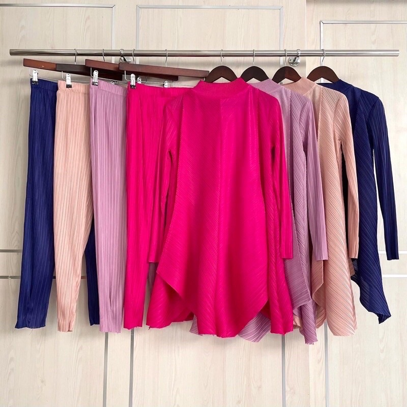 Oneset plisket  // setelan baju atasan bawahan wanita import bangkok plisket prisket pleated pleats