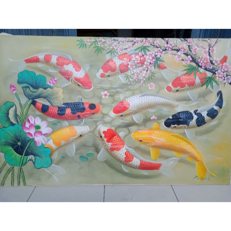 lukisan ikan koi fengsui