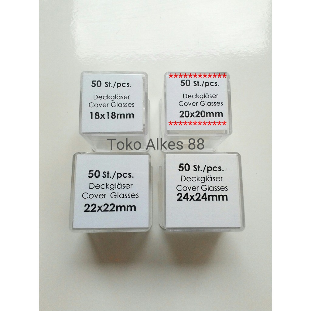 Cover Glass / Deck Glass / Kaca Microscope 20x20 mm ASSISTENT