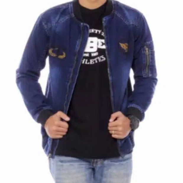 (BAYAR DI TEMPAT/COD) JAKET JEANS BOMBER/  JAKET JEANS THE BERY BORDIR