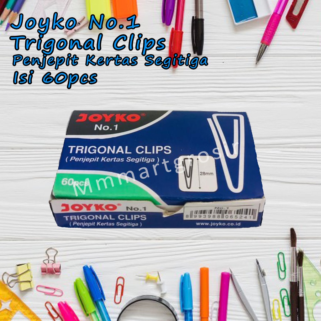 Joyko No.1 / Trigonal Clips / Penjepit Kertas Segitiga / 60pcs