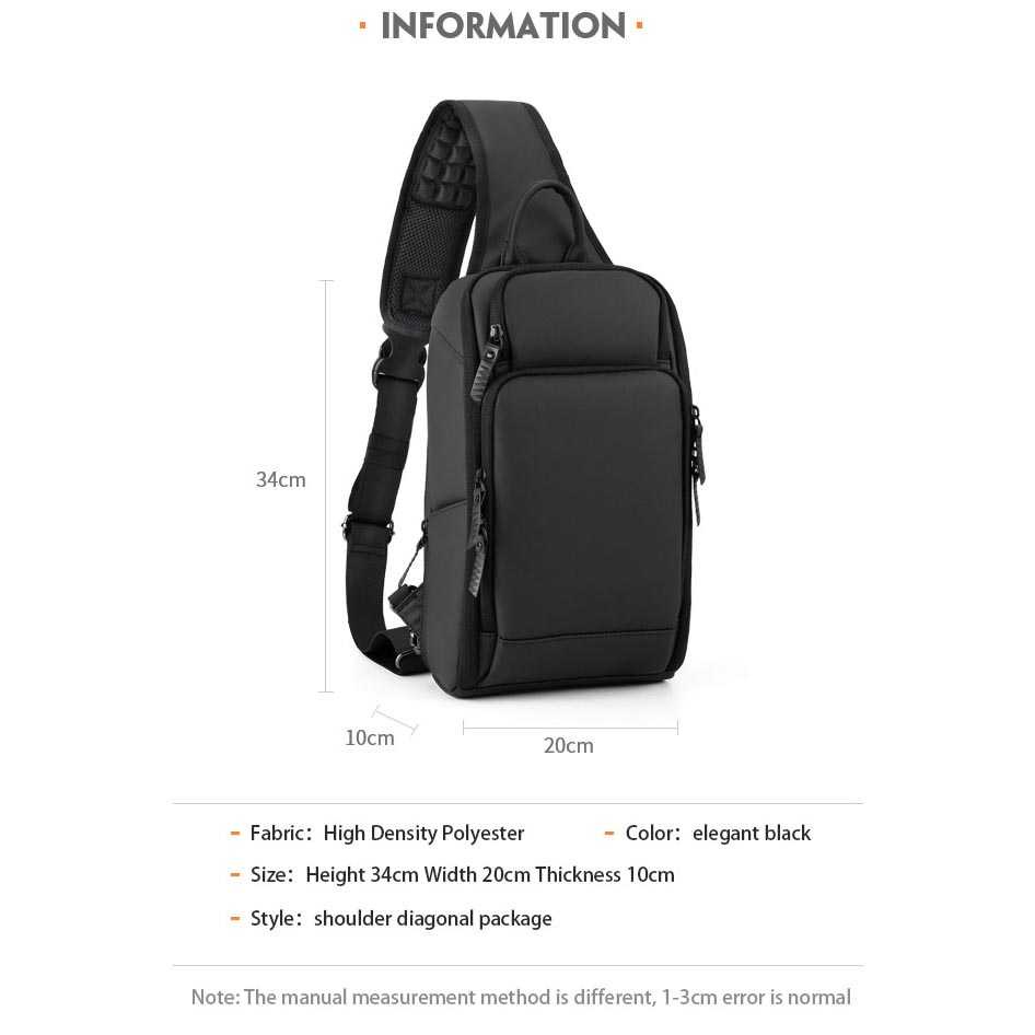 Tas Selempang Pria Tas Kerja Tas Travel Tas Pasport Anti Copet Tas Sling Bag Pria Tas Import dengan USB Charger Slot kerja kantor  Fashion Men Crossbody Bag Anti-theft USB Charging Waterproof Shoulder Bags Fit For 9.7 Inch iPad Business Chest Bag For Men