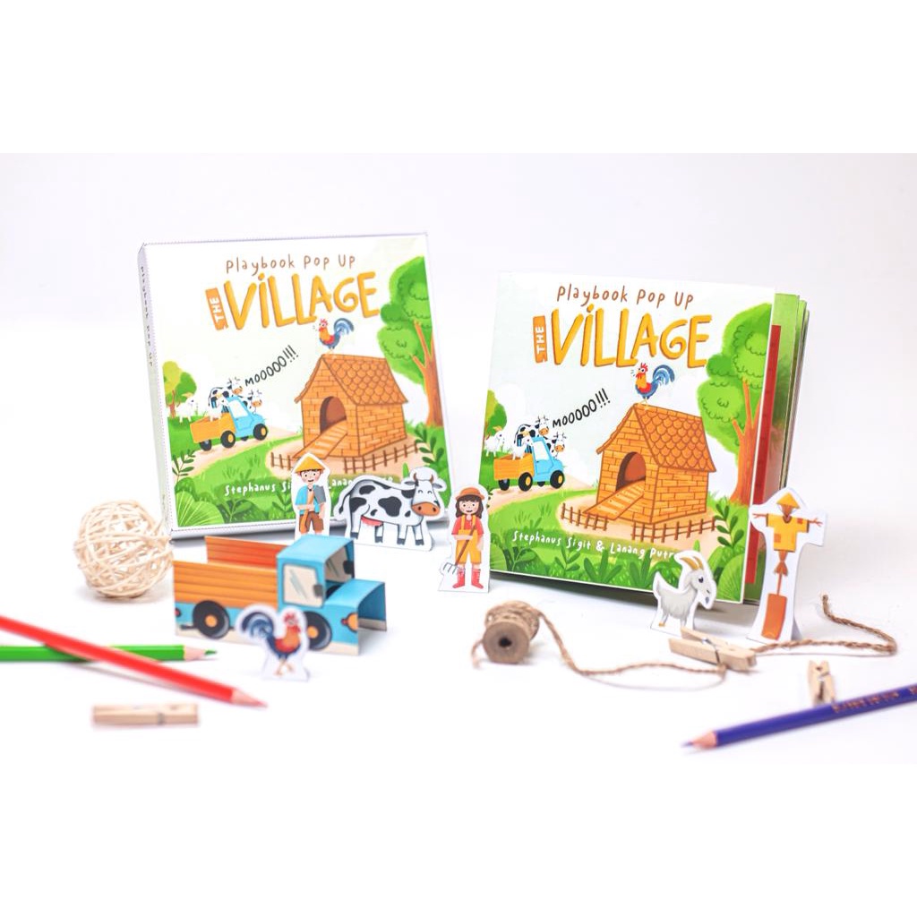 Buku Aktivitas Anak/ Buku Pop Up Anak / Playbook Pop Up The Village Seri 01/ Buku Anak/ Langsung Kir