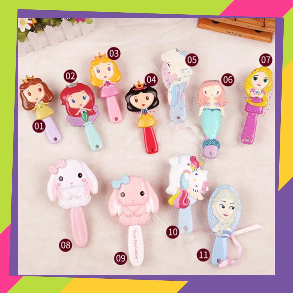 1378D1 / Sisir anak perempuan anti statis / Sisir anak 3D motif karakter