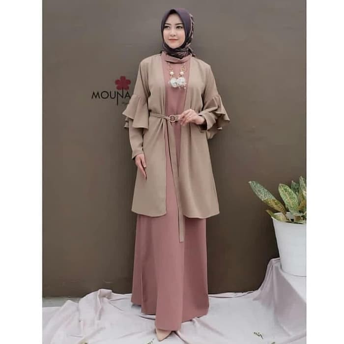 Setelan dress muslim wanita / Gamis rompi wanita syari