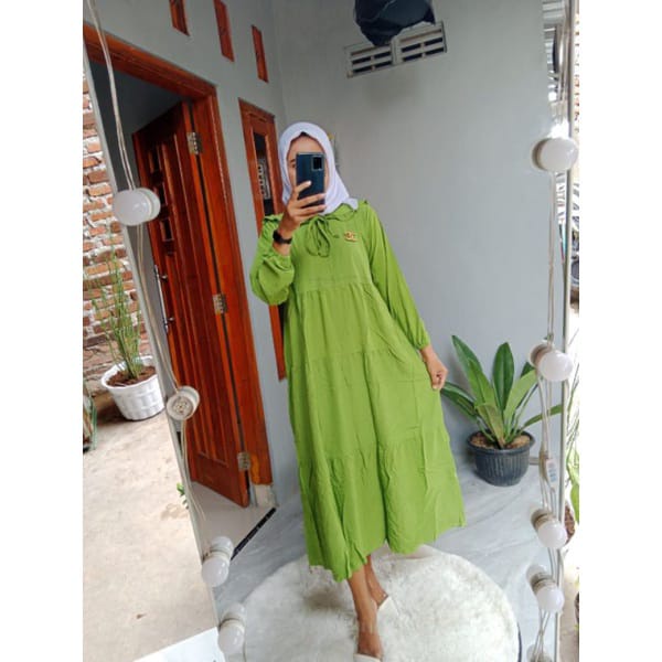 Midi Dress Jumbo Naumi Midi Dress Jumbo Rayon Premium Gamis Susun Terbaru