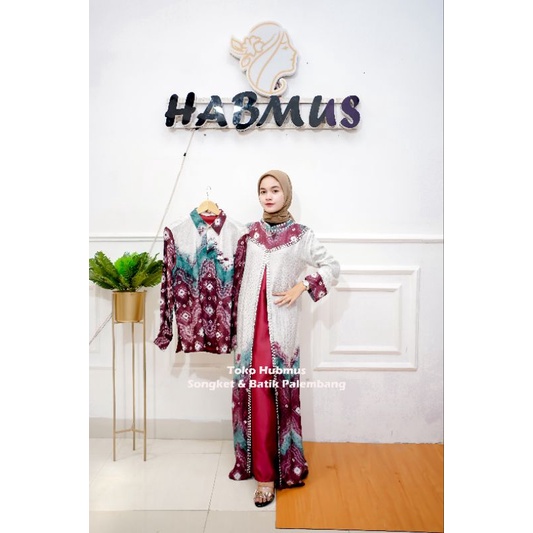 couple gamis jumputan palembang asli viscose