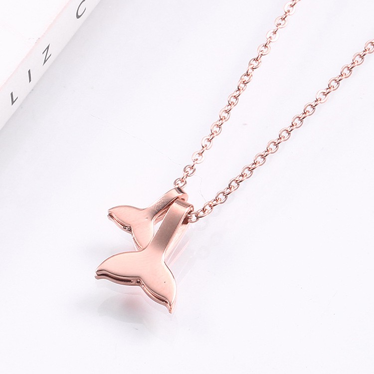 Perhiasan Kalung Titanium Fashion Korea Rosegold Mermaid Polos - BN312